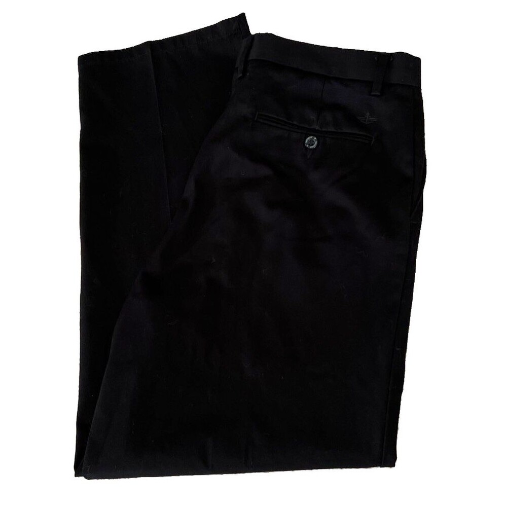 Dockers Pants Mens Measures 36x30 Black Straight Fit Chino Flat Front Cotton